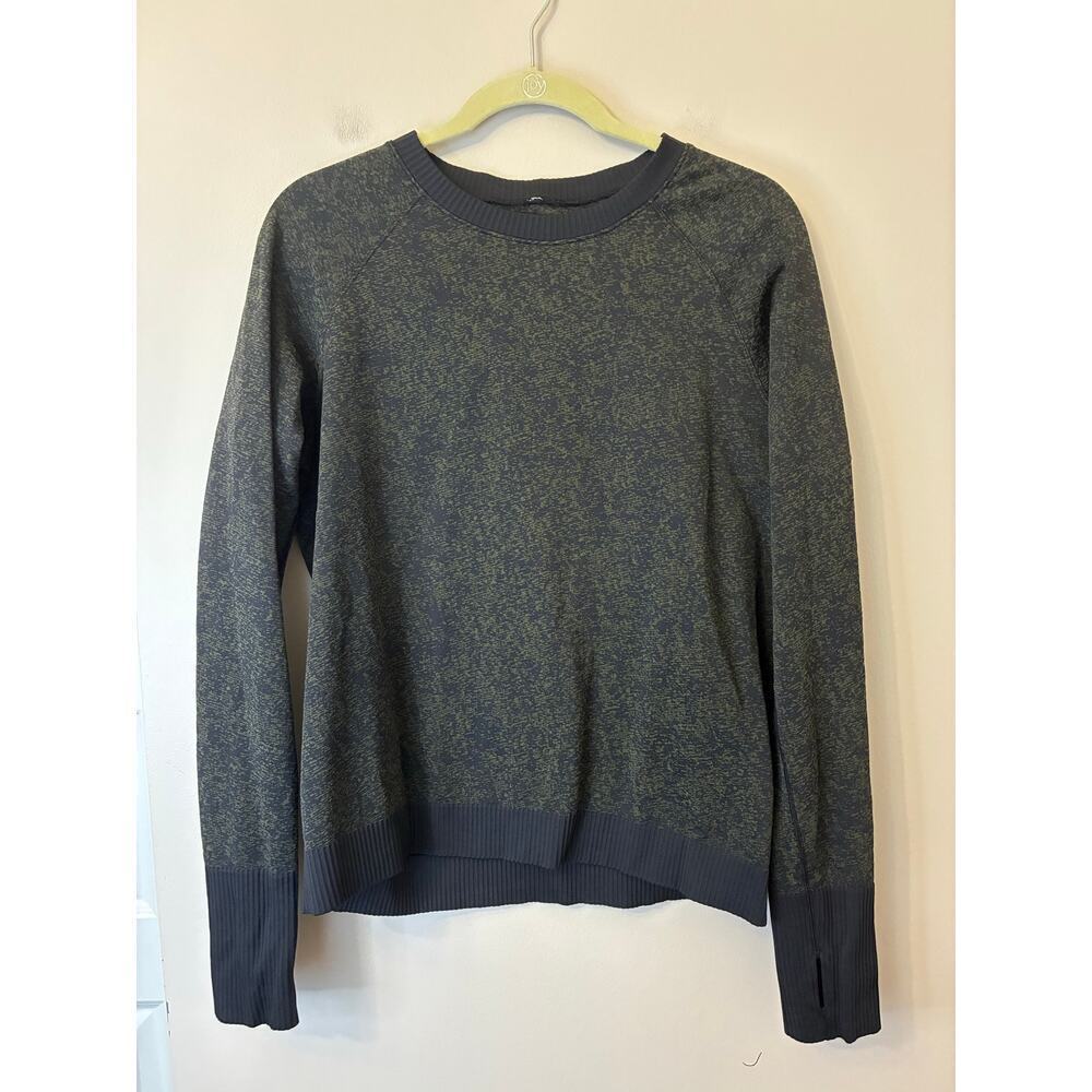 Lululemon Rest Less Pullover Long Sleeve Green and Black Size 10